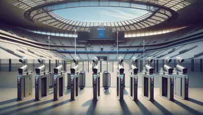 Stade de France avec une présence de sécurité renforcée visible.