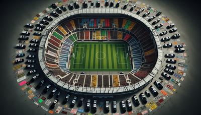 Stadion met politieaanwezigheid en zichtbare protestborden.