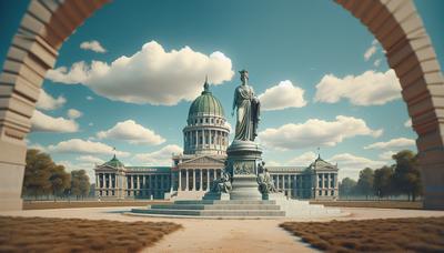 Estatua con el edificio del capitolio al fondo