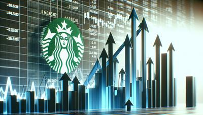 Aktiencharts mit Pfeilen nach oben und Starbucks-Logo