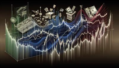 Grafico di borsa con simboli di elezioni e utili.