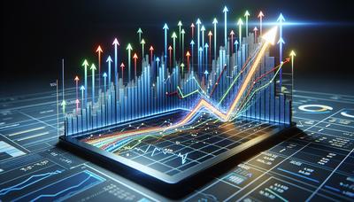 "Grafico di borsa con tendenza al rialzo e frecce"