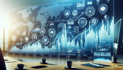 "Diagramm des Aktienmarktes steigt mit Logos großer Technologiekonzerne"