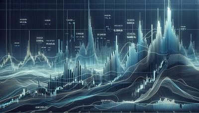 Gráfico do mercado de ações com linhas de tendência flutuantes.