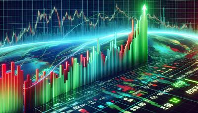 Grafico del mercato azionario con il Nikkei 225 in crescita.