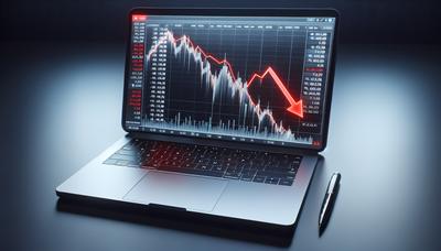Aktienmarktgrafik mit roten Abwärtspfeilen und Zahlen.