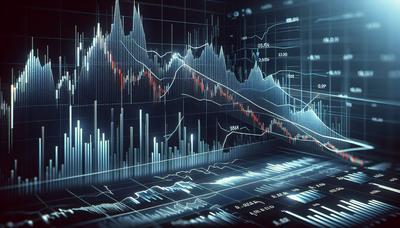 Gráfico del mercado de valores con una línea de tendencia descendente pronunciada