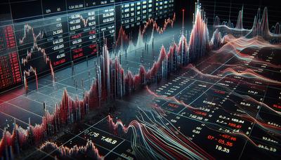 Gráficos del mercado bursátil en declive con el aumento de los rendimientos del Tesoro.