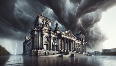 Stürmische Himmel über dem Reichstagsgebäude.