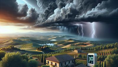 Cieli tempestosi sull'Italia con temperature in aumento.