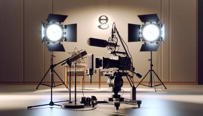 Studio lampen camera en microfoon met VPRO-logo.