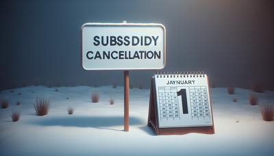 Subsidie annulering bord met kalender die 1 januari toont.