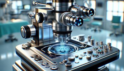 Microscope chirurgical avec système OCT intégré en utilisation.