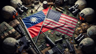 Taiwan vlag en Amerikaanse vlag met militaire achtergrond