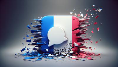 Logo de Telegram avec un fond de drapeau français brisé