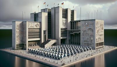 Thüringer Landtag Gebäude mit dem Thema der Wahlkomplexität.