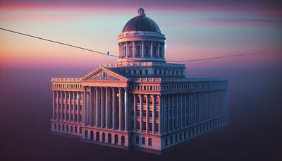 Funambolo sopra il Campidoglio degli Stati Uniti al tramonto.