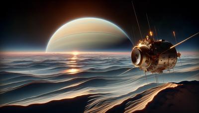 Les mers de Titan avec la sonde Cassini au premier plan