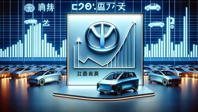 Toyota-Logo mit fallendem Diagramm und Elektrofahrzeugen.