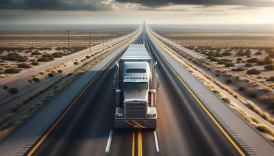 Camion semi-remorque sur une autoroute déserte du Texas.