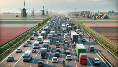 File op Nederlandse snelweg tijdens daluren.