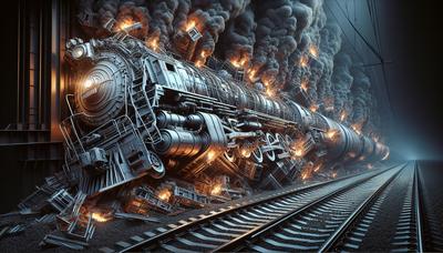Descarrilamiento de tren con incendio controlado de materiales peligrosos.