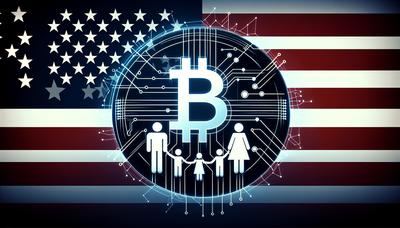 Trump familie cryptocurrency logo met Amerikaanse vlag op de achtergrond