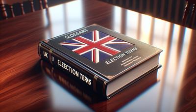 Libro de glosario de términos electorales del Reino Unido con bandera del Reino Unido.