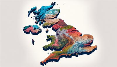 Kaart van het Verenigd Koninkrijk met accenten op Schotland, Wales en Noord-Ierland