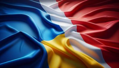 Drapeaux ukrainien et français unis en harmonie.