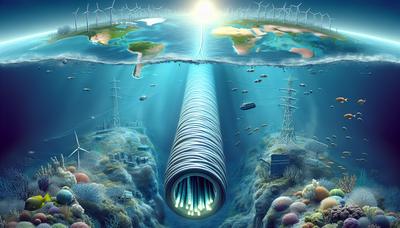 Câble électrique sous-marin reliant les continents avec de l'énergie renouvelable.