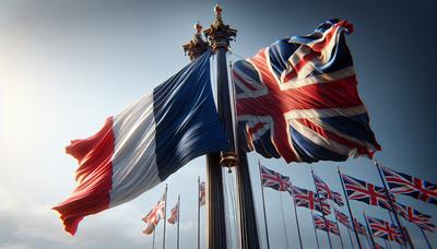 Drapeaux unis de la France et du Royaume-Uni en unité.