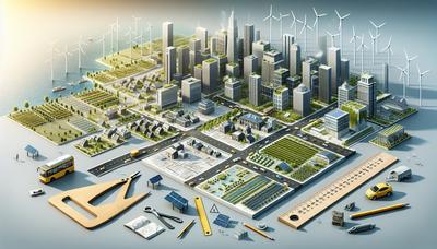 Instrumenten voor stadsplanning en klimaatveranderingsconcept.