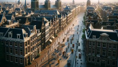 Stadsgezicht van Utrecht met lege straten en geannuleerde protestborden.