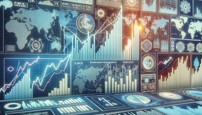 Gráficos bursátiles asiáticos variados con tendencia creciente de IA.