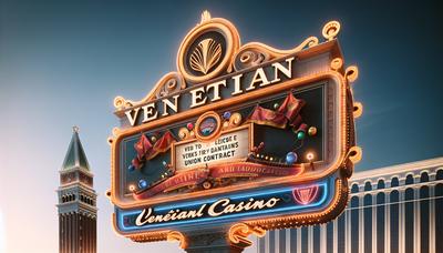 Venetian-Casino-Schild mit Banner zur Feier des Tarifvertrags