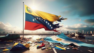 Venezuela en Argentinië vlaggen met gebroken Brazilië vlag.