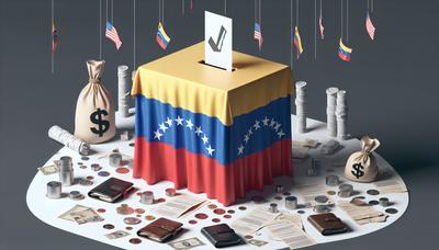 Bandera de Venezuela urna electoral símbolos de dificultades económicas