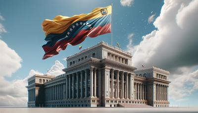 Edificio del Tribunal Supremo de Venezuela con la bandera nacional.