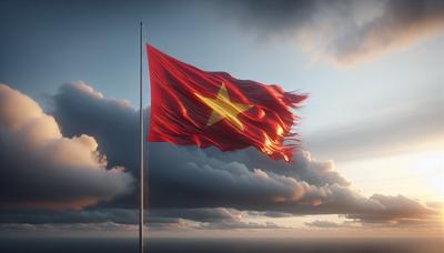 Vietnamese vlag hangend halfstok