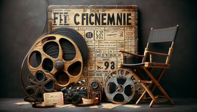 Affiche de film vintage avec des éléments du cinéma français.