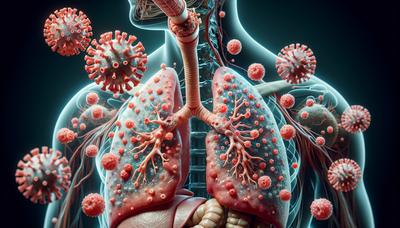 Illustration des cellules virales avec des effets persistants sur les poumons.