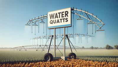 Quotum water bord in veld met irrigatiesysteem