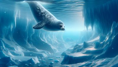 Foca di Weddell che si immerge nelle profonde acque antartiche.