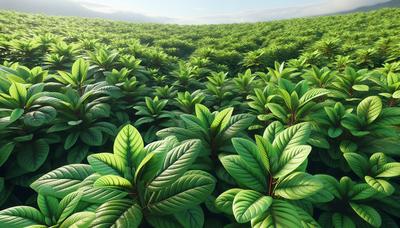 畑で育つ野生と栽培のコカ植物。

