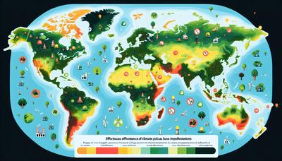 Weltkarte, die die Wirksamkeit der Klimapolitik nach Regionen zeigt