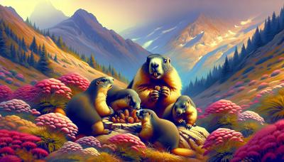 Marmotas-de-barriga-amarela em um ambiente natural ao ar livre.